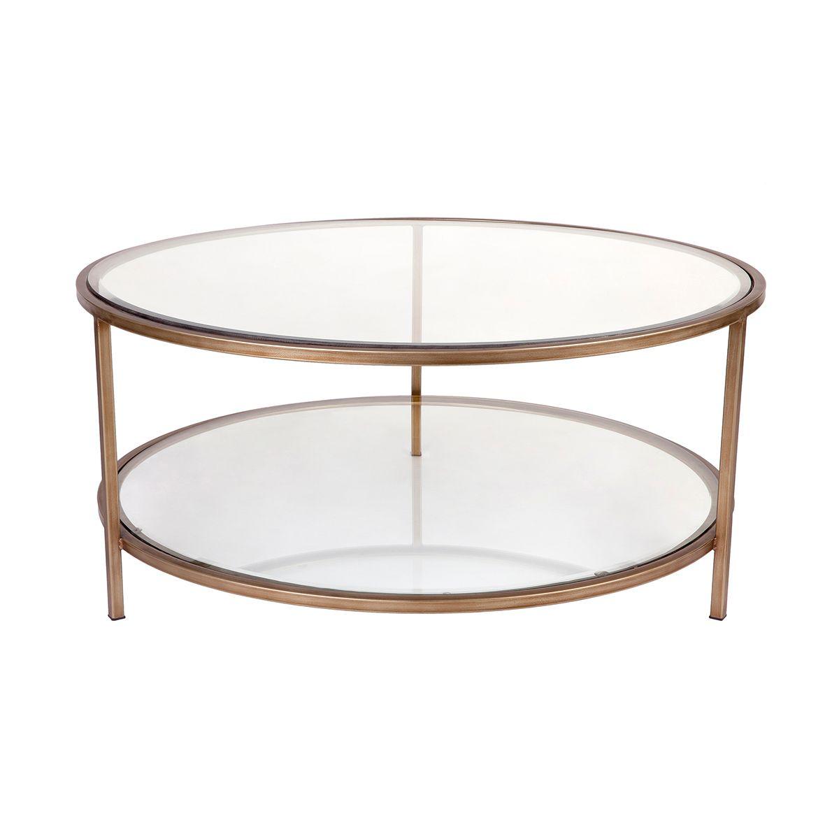 Cafe Lighting & Living Cocktail Glass Round Coffee Table - Antique Gold-Coffee Table-Cafe Lighting & Living-Prime Furniture