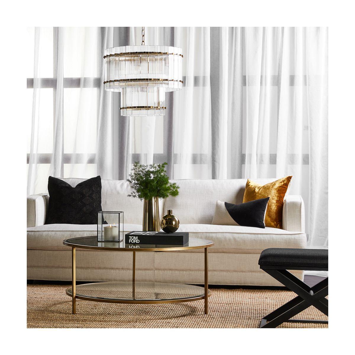 Cafe Lighting & Living Cocktail Glass Round Coffee Table - Antique Gold-Coffee Table-Cafe Lighting & Living-Prime Furniture