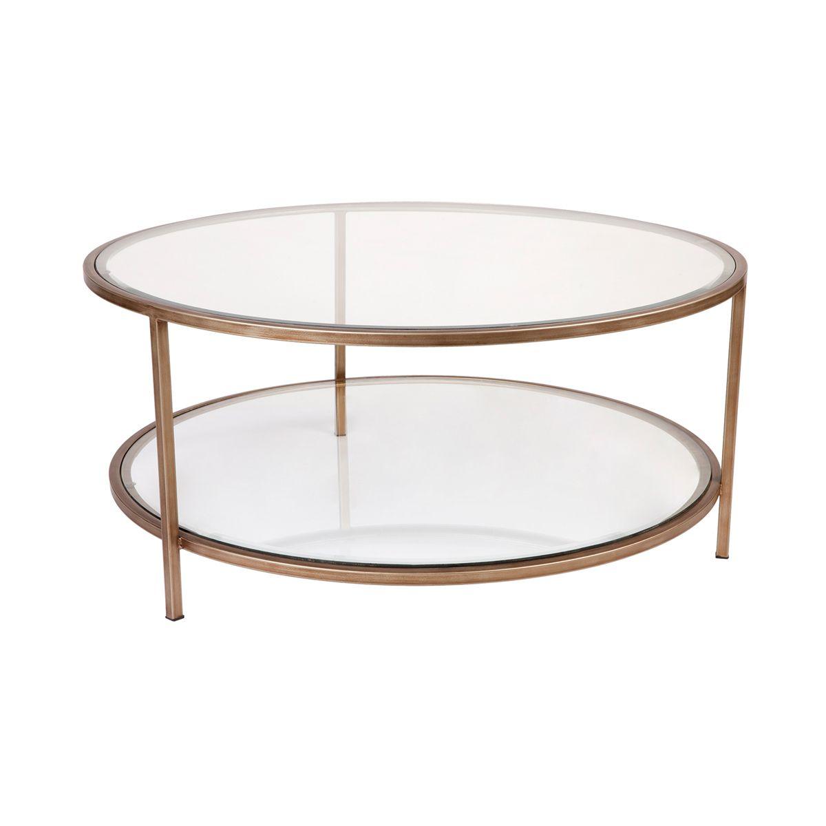 Cafe Lighting & Living Cocktail Glass Round Coffee Table - Antique Gold-Coffee Table-Cafe Lighting & Living-Prime Furniture