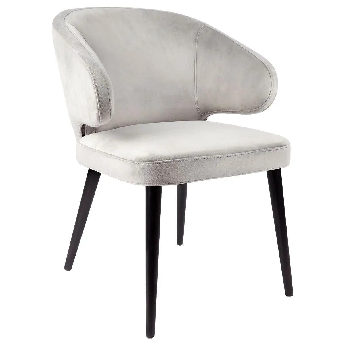 Cafe Lighting & Living Harlow Black Dining Chair - Grey Velvet - Chair322069320294115022 1