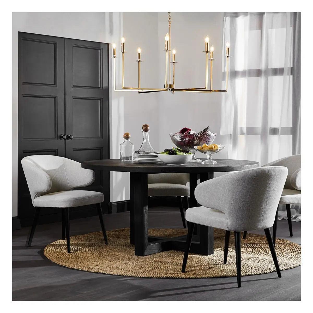 Cafe Lighting & Living Harlow Black Dining Chair - Natural Linen - Chair322059320294115015 2