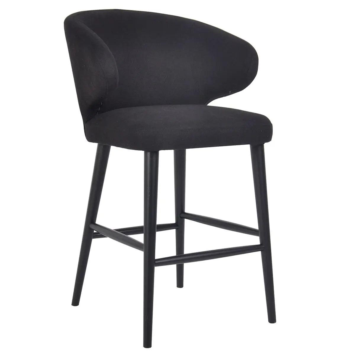 Cafe Lighting & Living Harlow Black Kitchen Stool - Black Linen - Stool325599320294119389 1