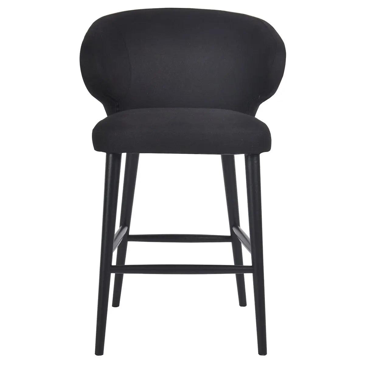 Cafe Lighting & Living Harlow Black Kitchen Stool - Black Linen - Stool325599320294119389 2