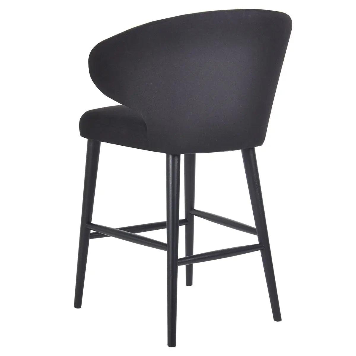 Cafe Lighting & Living Harlow Black Kitchen Stool - Black Linen - Stool325599320294119389 3