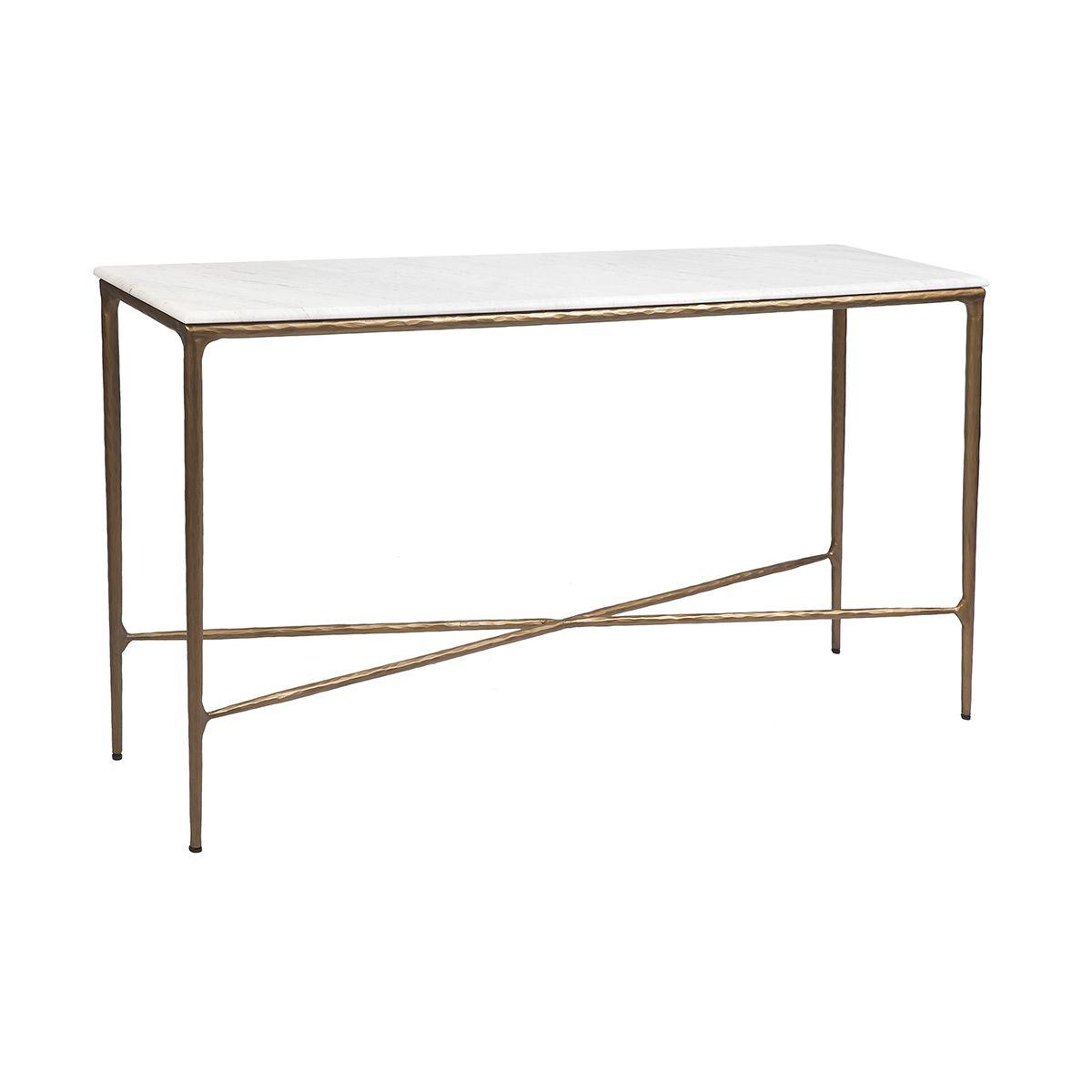 Cafe Lighting & Living Heston Marble Console Table - Medium Brass-Console Table-Cafe Lighting & Living-Prime Furniture