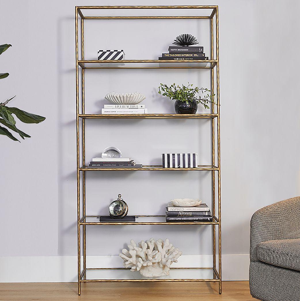 Cafe Lighting & Living Heston Shelving Unit - Brass-Shelves-Cafe Lighting & Living-Prime Furniture