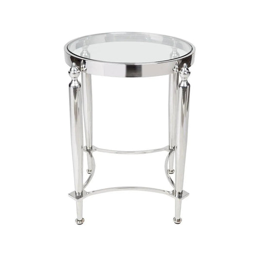 Cafe Lighting & Living Jak Glass Side Table - Nickel - Side Table322519320294115480 1