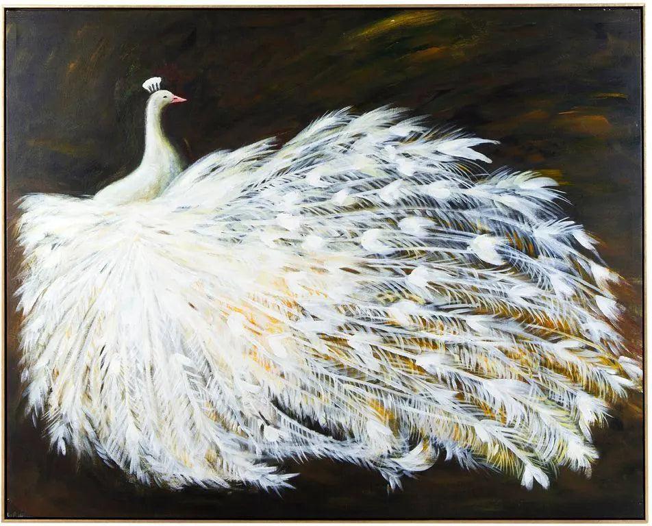 Cafe Lighting & Living Le Grande Peacock Oil On Canvas Painting 51698 - Art Work516989320294102220 1