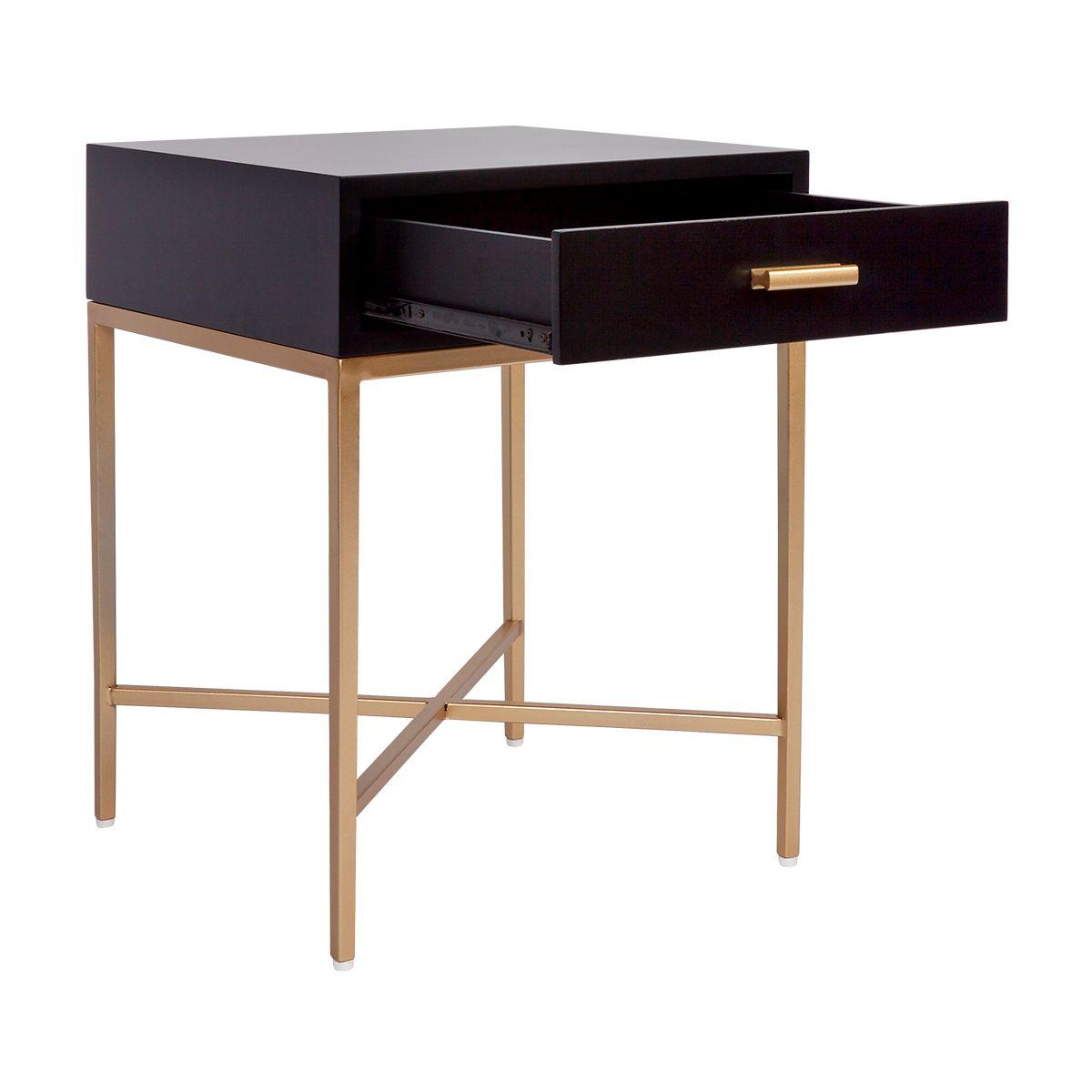 Cafe Lighting & Living Nessa Black Bedside Table - Gold - Bedside table324459320294122853 5