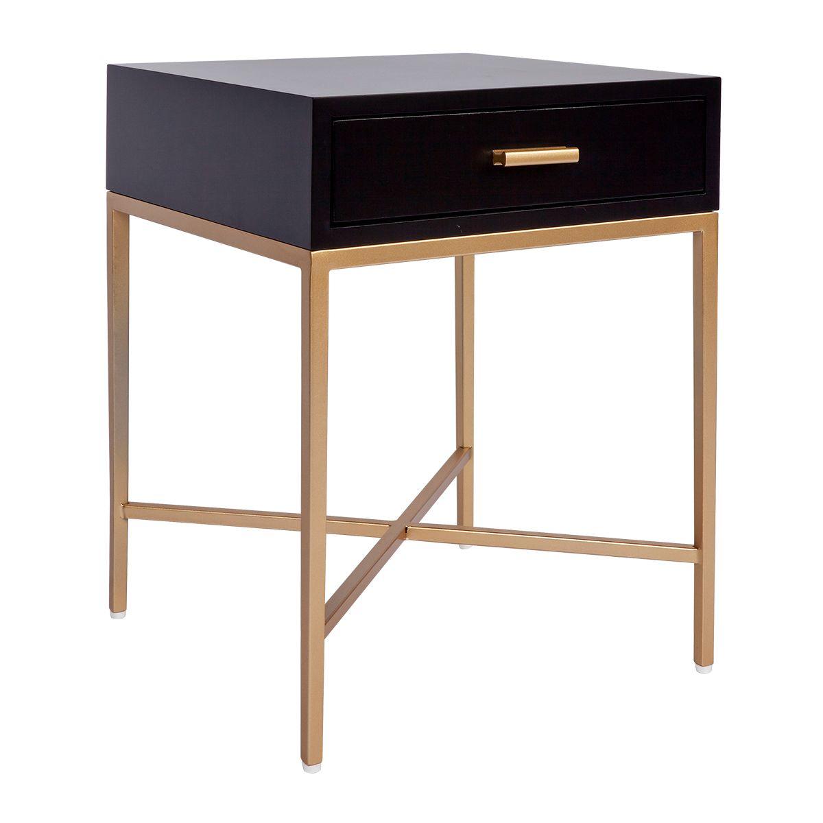 Cafe Lighting & Living Nessa Black Bedside Table - Gold - Bedside table324459320294122853 4