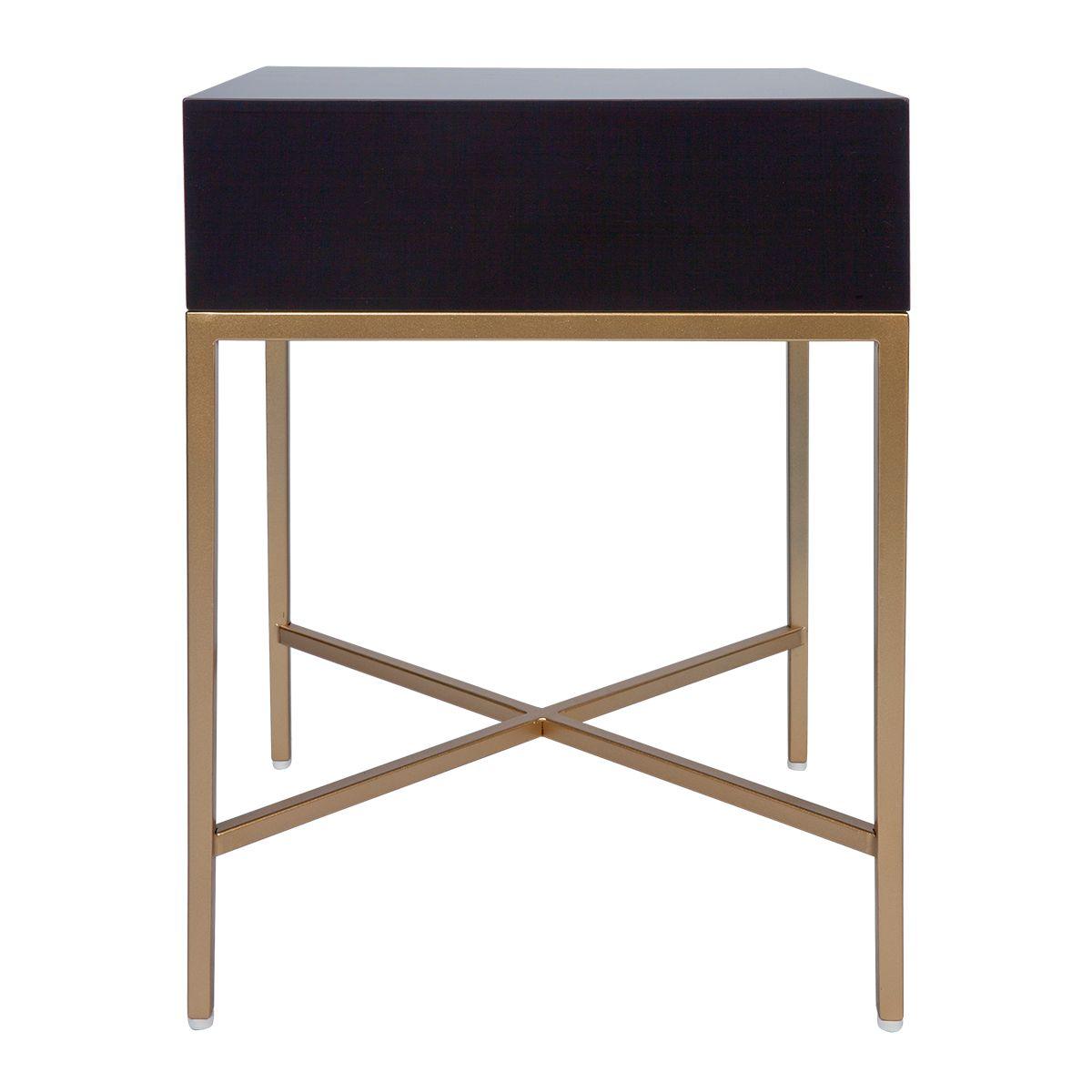 Cafe Lighting & Living Nessa Black Bedside Table - Gold - Bedside table324459320294122853 2