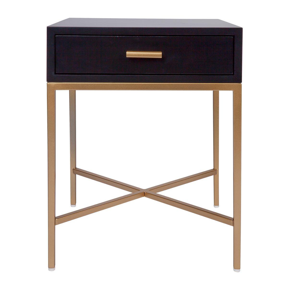 Cafe Lighting & Living Nessa Black Bedside Table - Gold - Bedside table324459320294122853 1