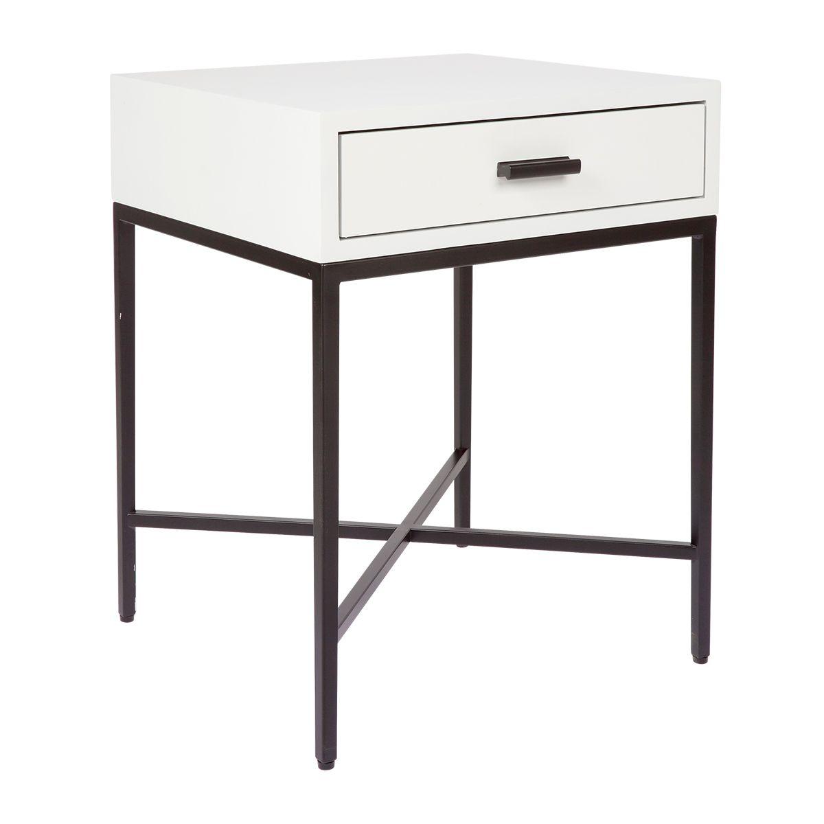 Cafe Lighting & Living Nessa White Bedside Table - Black - Bedside table324439320294122839 2