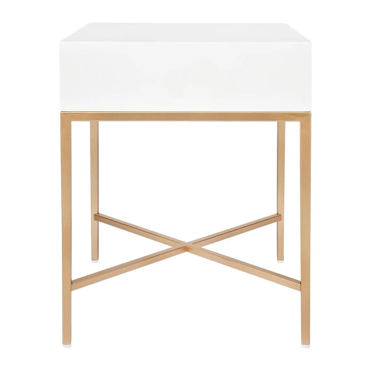 Cafe Lighting & Living Nessa White Bedside Table - Gold 32444 - Bedside table324449320294122846 4