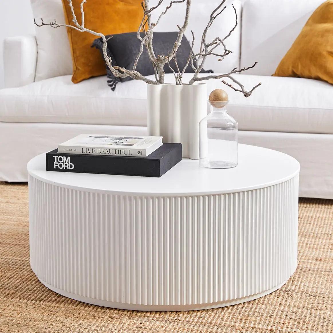 Cafe Lighting & Living Nomad Round Coffee Table - White - Coffee Table323029320294119822 2