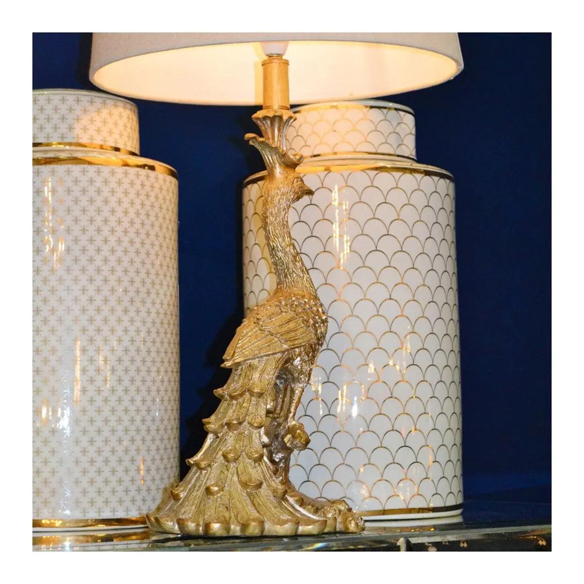 Cafe Lighting & Living Peacock Table Lamp - Gold - Table Lamp and Shade116279320294096307 2