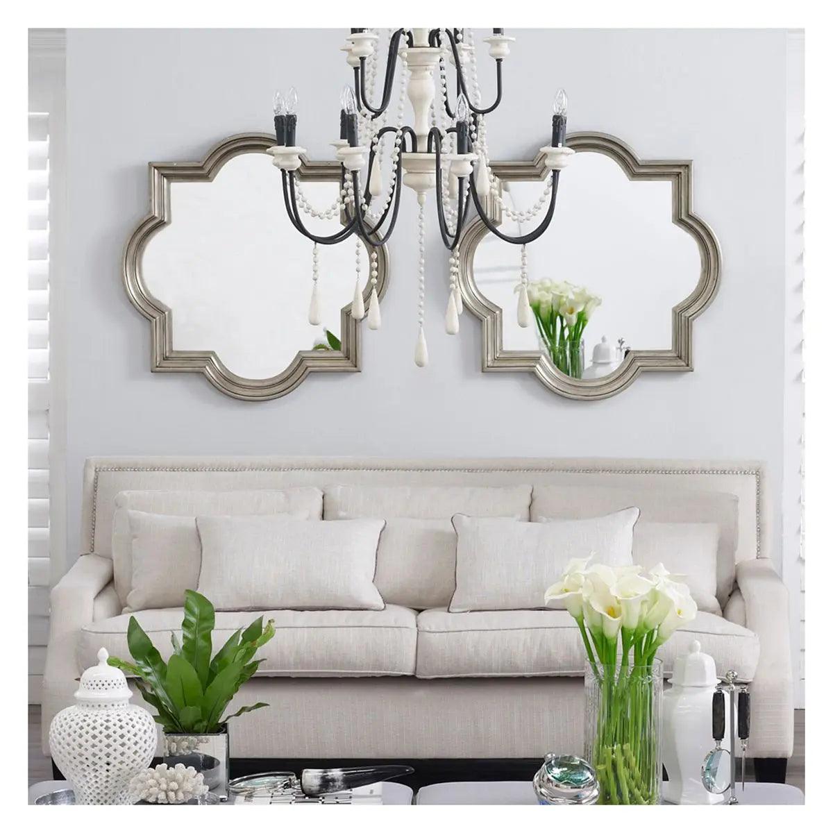 Cafe Lighting & Living Quatrefoil Marrakech Wall Mirror - Large Antique Silver - Mirror402209320294086469 2