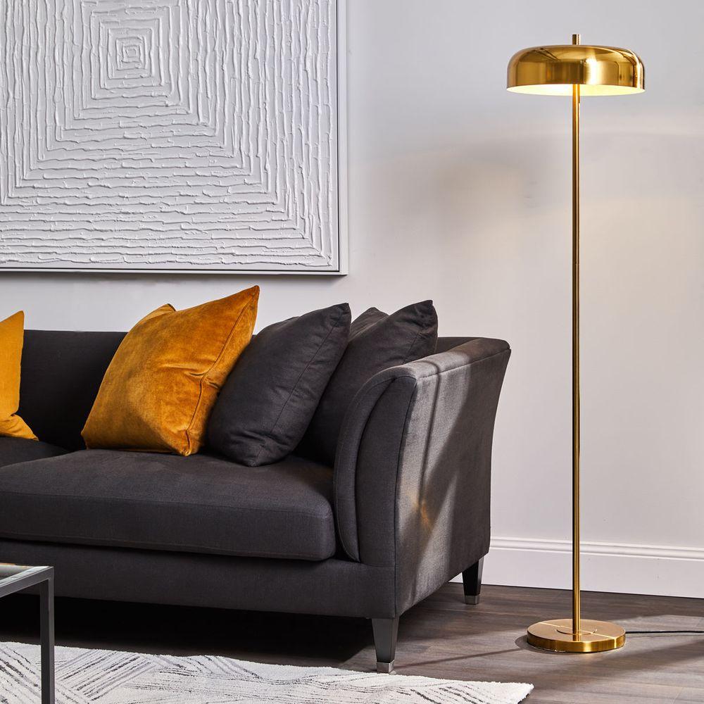 Cafe Lighting & Living Sachs Floor Lamp Polished Brass - Floor Lamp and Shade123109320294122235 2