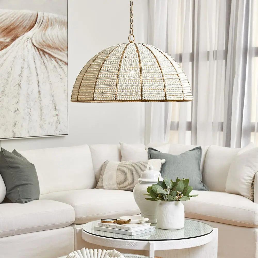 Cafe Lighting & Living Sierra Beaded Dome Pendant - Gold/White - Pendant207309320294117330 2