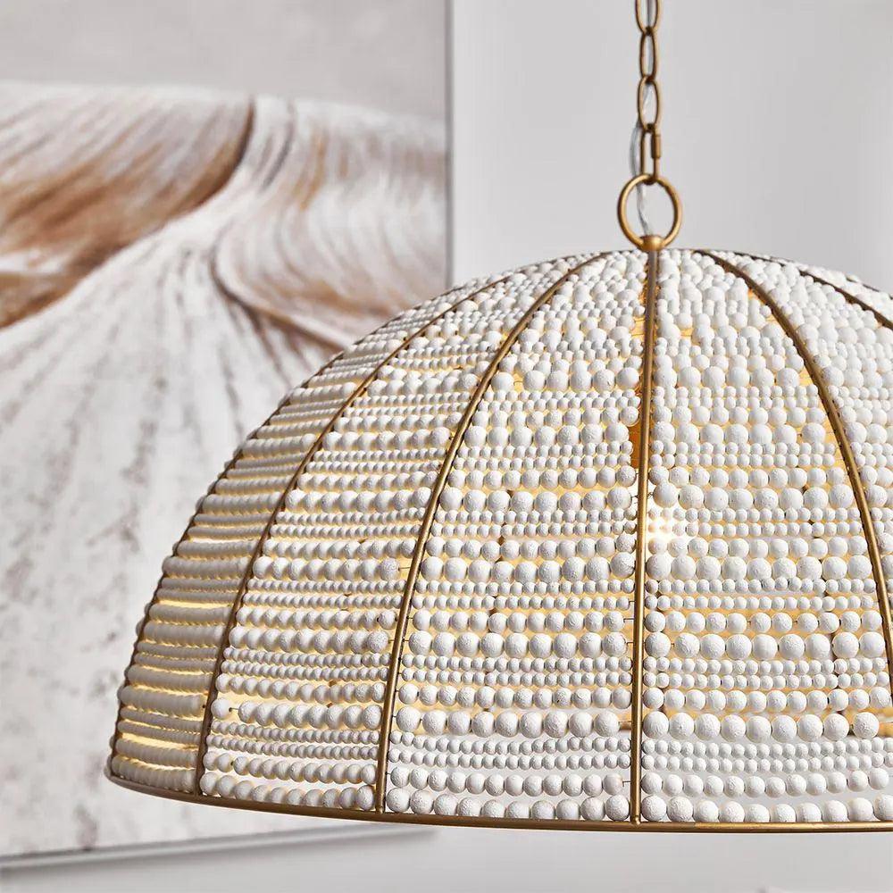 Cafe Lighting & Living Sierra Beaded Dome Pendant - Gold/White - Pendant207309320294117330 4