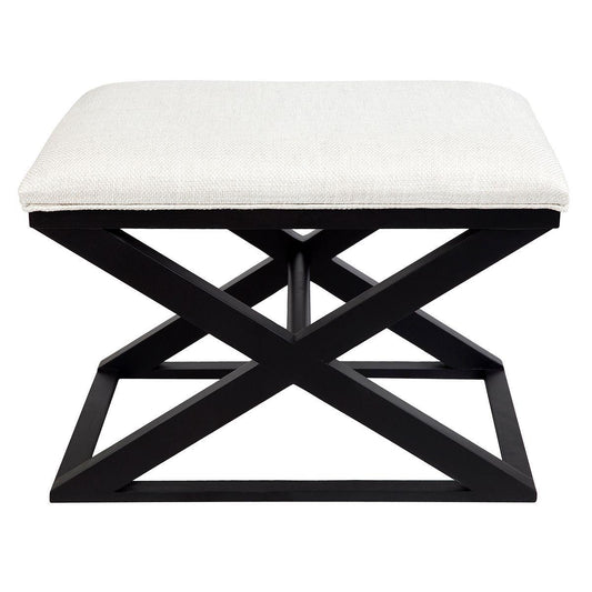 Cafe Lighting & Living Spencer Black Timber Stool - Natural Linen 31276-Stool-Cafe Lighting & Living-Prime Furniture