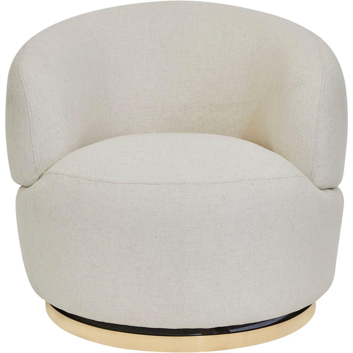 Cafe Lighting & Living Tubby Swivel Occasional Chair - Natural Linen-Chair-Cafe Lighting & Living-Prime Furniture