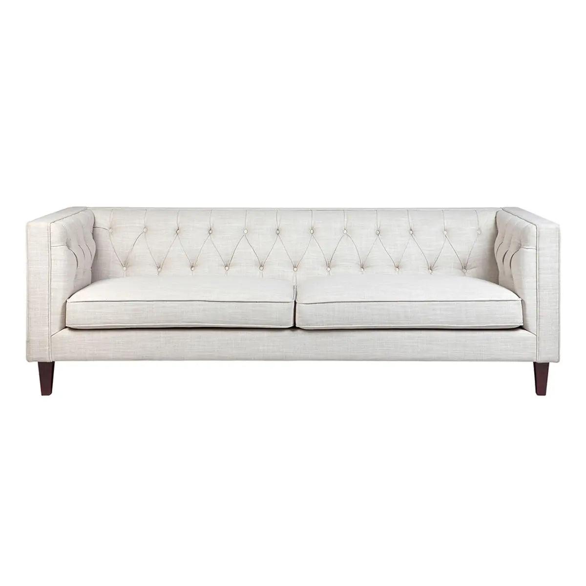 Cafe Lighting & Living Tuxedo 3 Seater Tufted Sofa - Natural Linen - Sofa322309320294115824 1