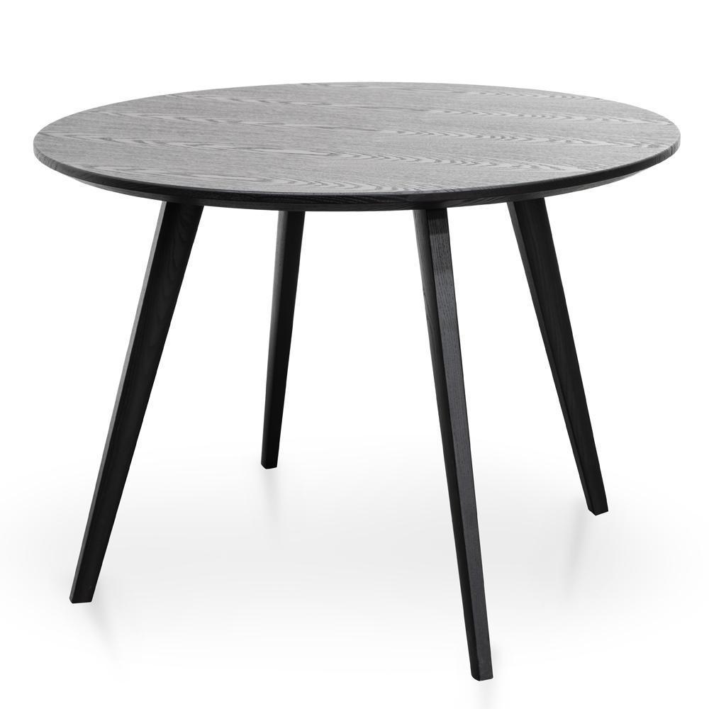 Calibre 100cm Round Dining Table - Black Veneer Top - Black Legs DT2305-SD-Dining Tables-Calibre-Prime Furniture