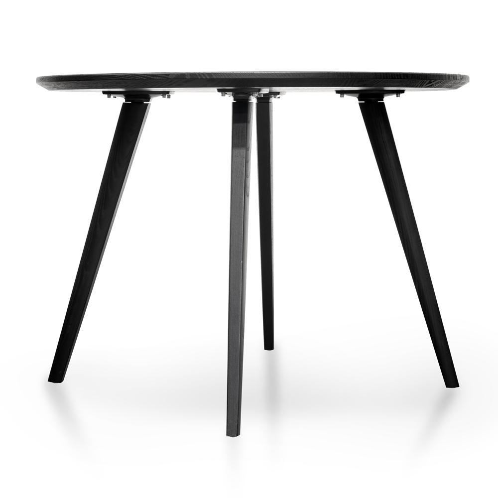 Calibre 100cm Round Dining Table - Black Veneer Top - Black Legs DT2305-SD-Dining Tables-Calibre-Prime Furniture