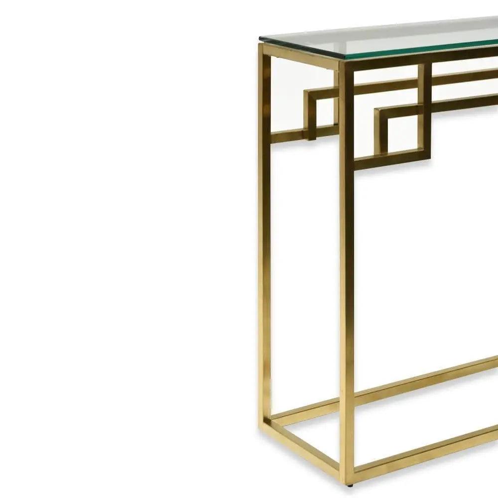 Calibre 1.15m Console Glass Table - Brushed Gold Base DT2423-BS - Console TablesDT2423-BS 2