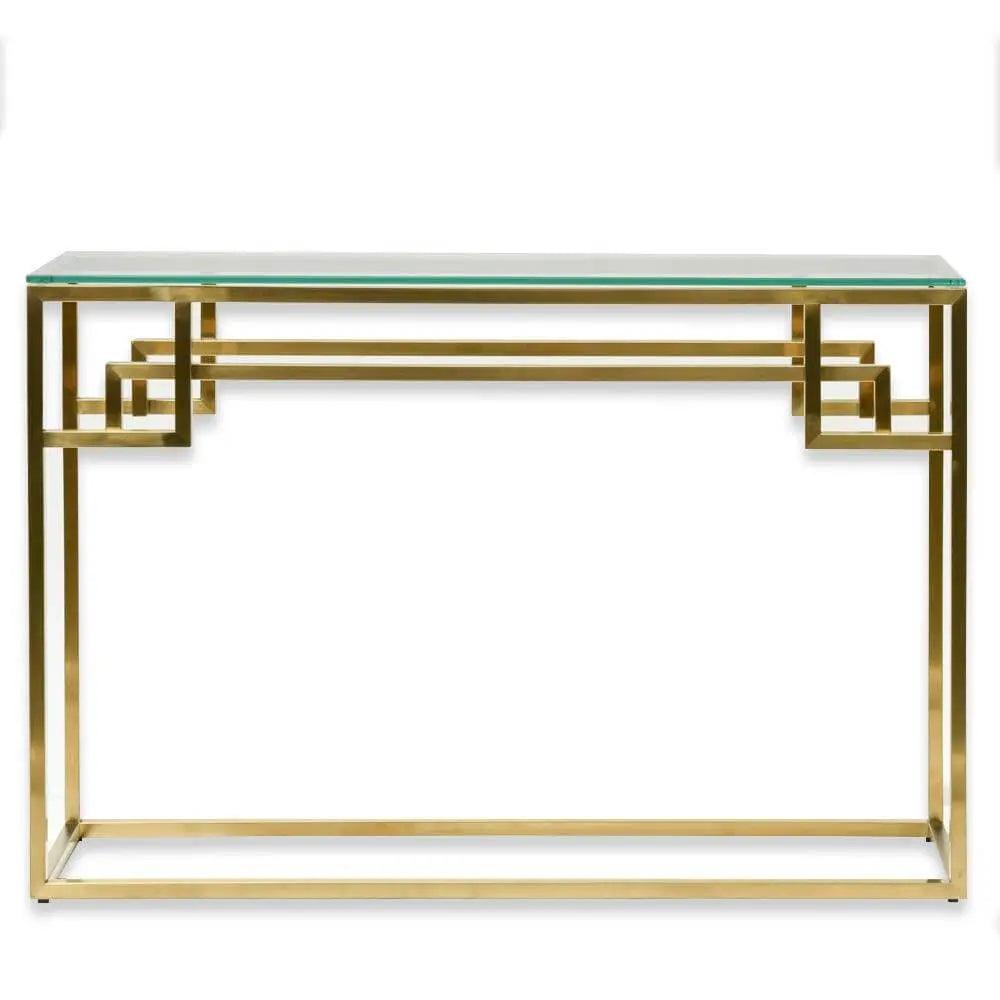 Calibre 1.15m Console Glass Table - Brushed Gold Base DT2423-BS - Console TablesDT2423-BS 1