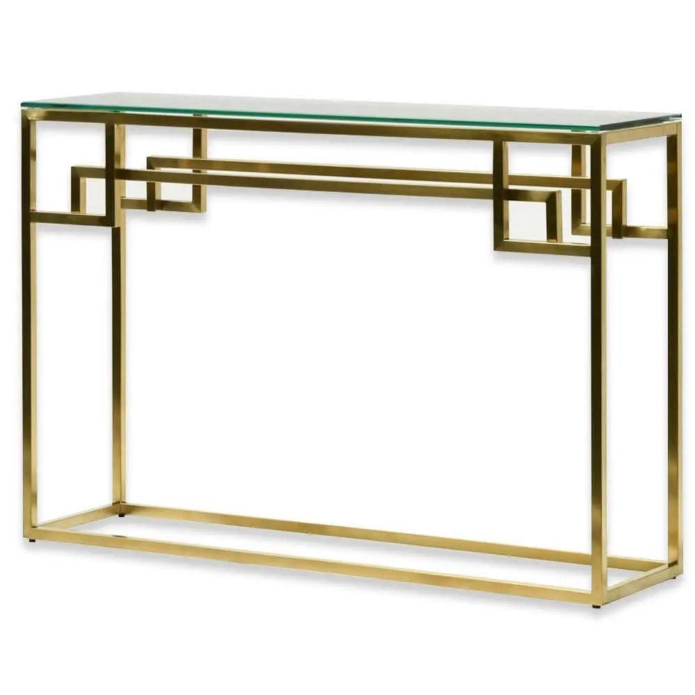 Calibre 1.15m Console Glass Table - Brushed Gold Base DT2423-BS - Console TablesDT2423-BS 5