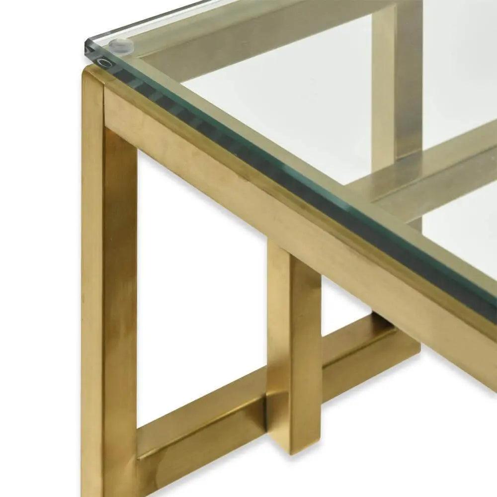 Calibre 1.15m Console Glass Table - Brushed Gold Base DT2423-BS - Console TablesDT2423-BS 3