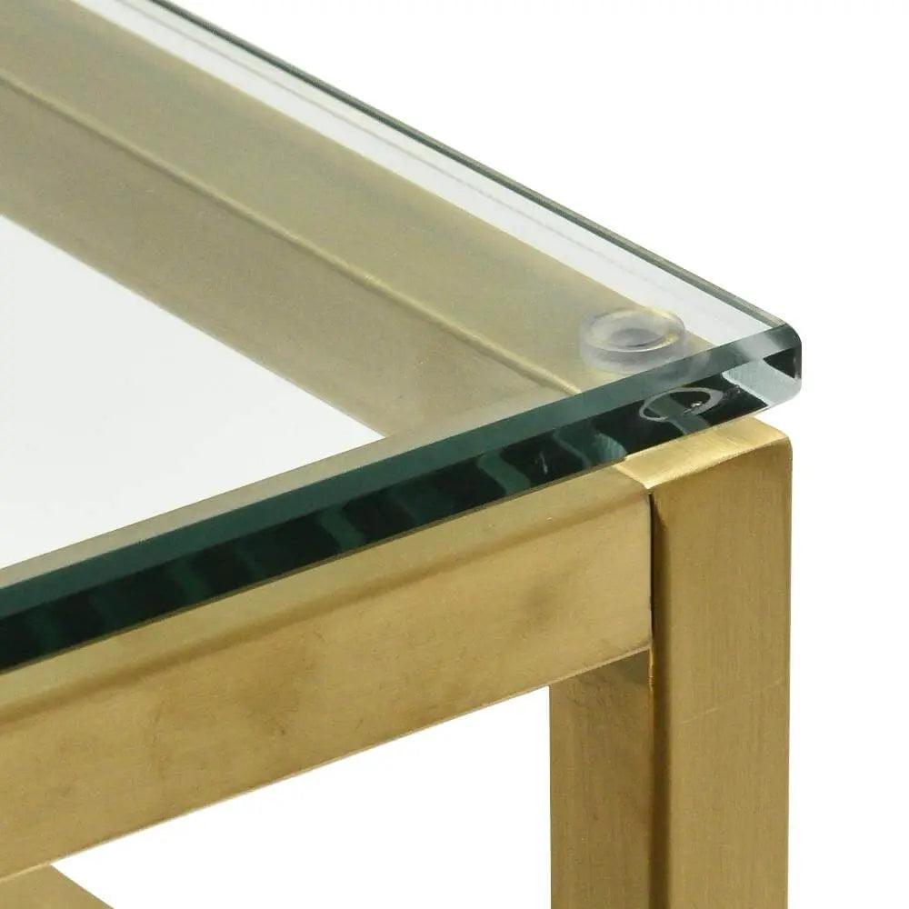 Calibre 1.15m Console Glass Table - Brushed Gold Base DT2423-BS - Console TablesDT2423-BS 4