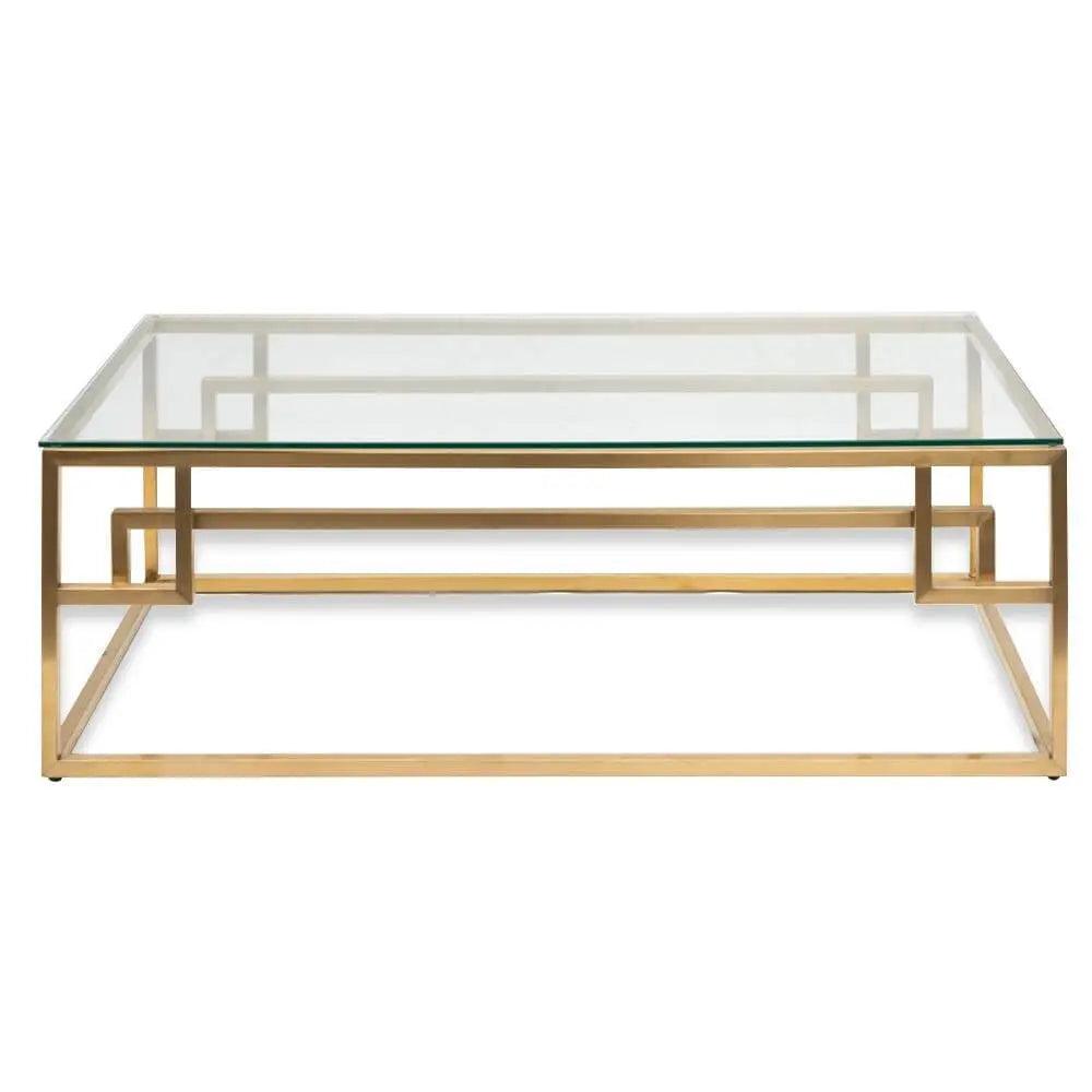 Calibre 1.2m Coffee Table - Glass Top - Brushed Gold Base CF2421-BS - Coffee TablesCF2421-BS 1