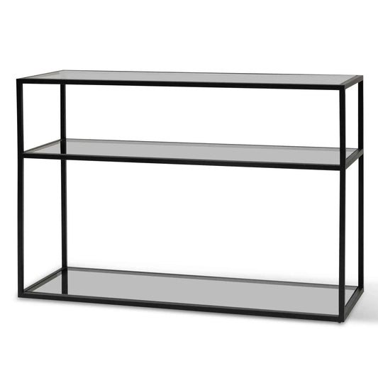 Calibre 1.2m Grey Glass Console Table - Black Base DT6388-KS - Console TablesDT6388-KS 1