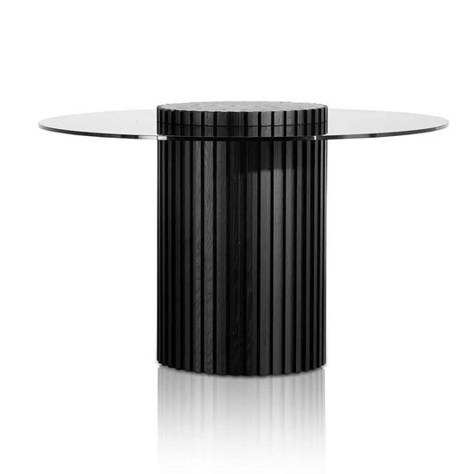 Calibre 1.2m Grey Glass Round Dining Table - Black DT6425-CN - Dining TablesDT6425-CN 1