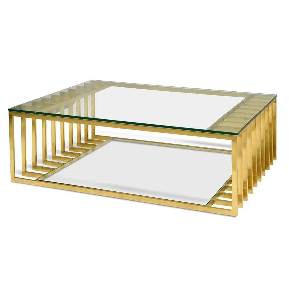 Calibre 1.3m Glass Coffee Table - Gold Base CF2353-KS - Coffee TablesCF2353-KS 2