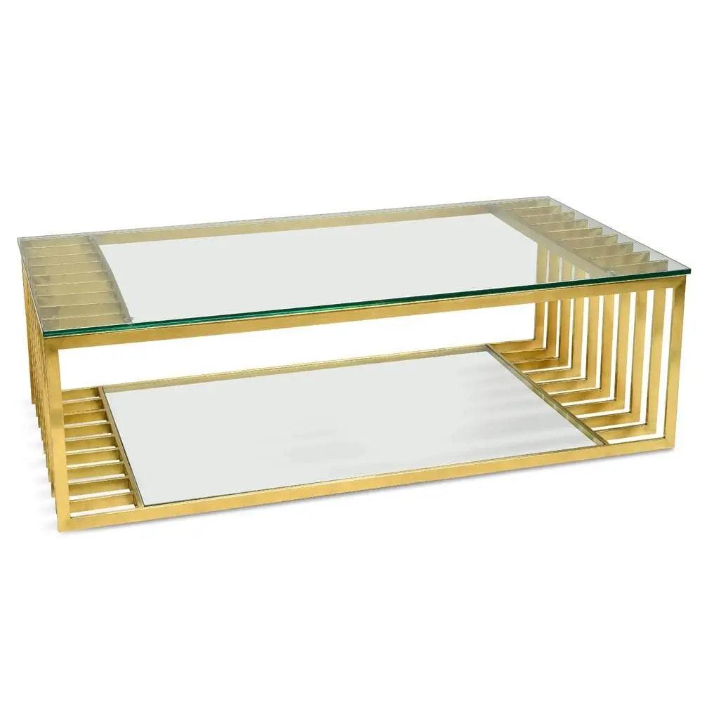 Calibre 1.3m Glass Coffee Table - Gold Base CF2353-KS - Coffee TablesCF2353-KS 4