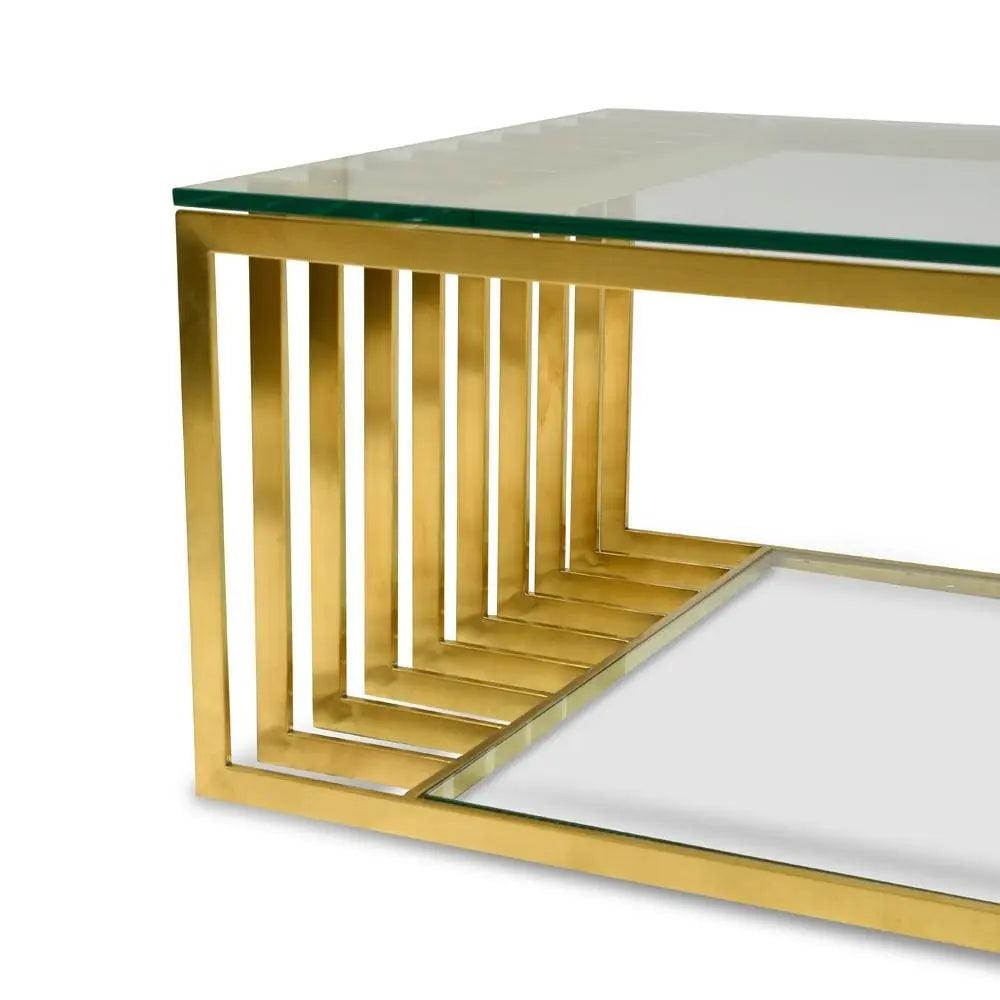 Calibre 1.3m Glass Coffee Table - Gold Base CF2353-KS - Coffee TablesCF2353-KS 5