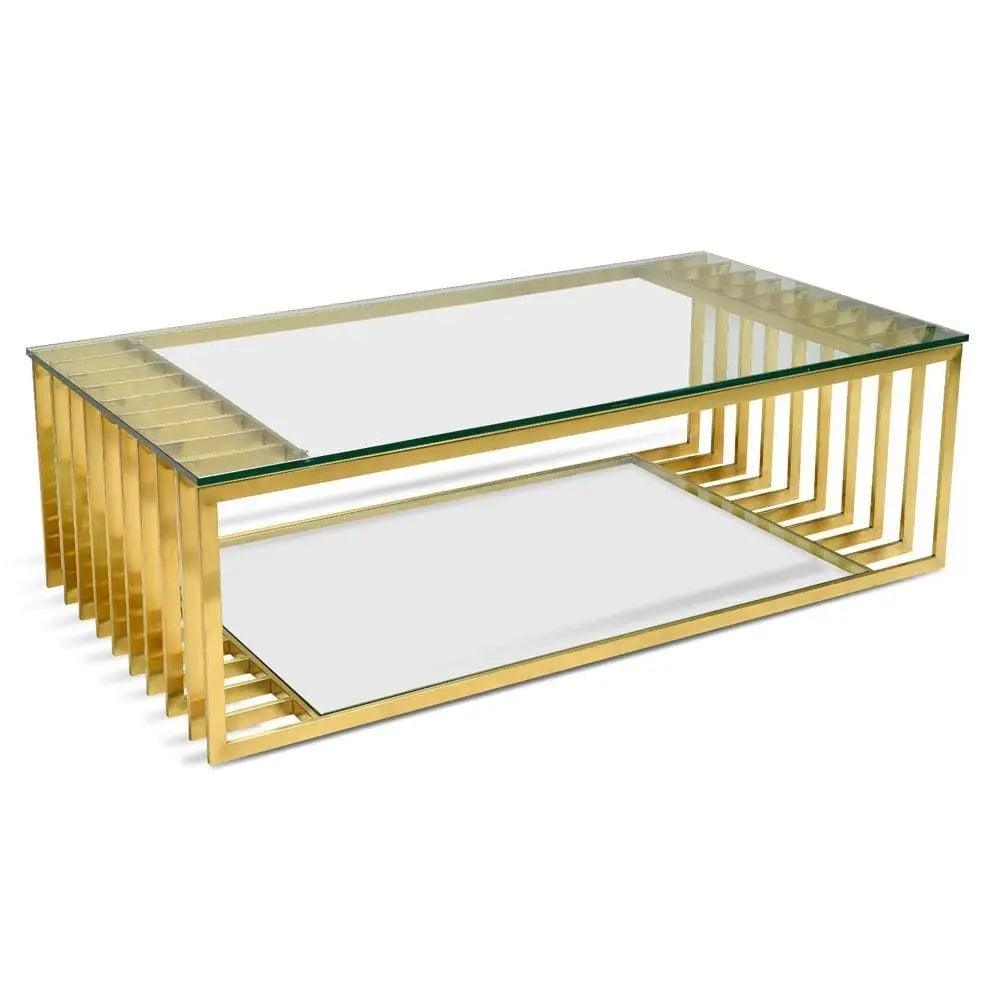 Calibre 1.3m Glass Coffee Table - Gold Base CF2353-KS - Coffee TablesCF2353-KS 3