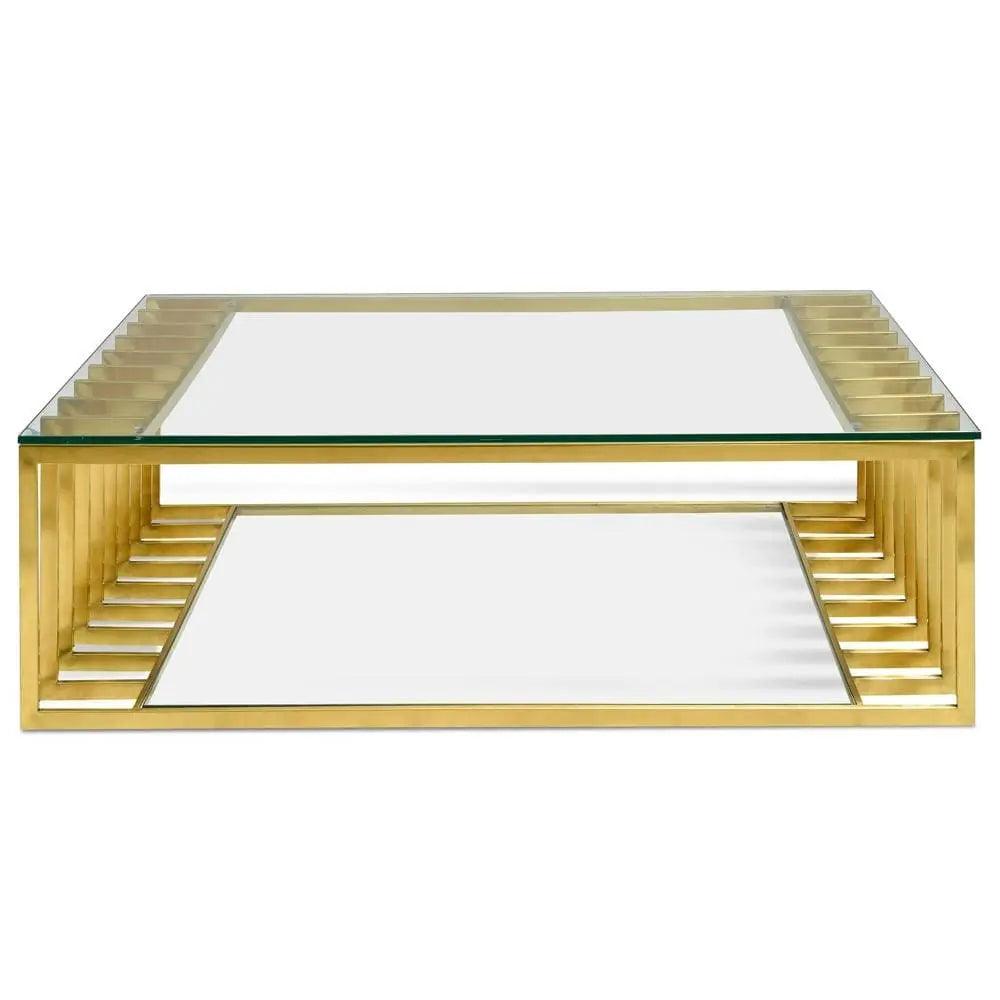 Calibre 1.3m Glass Coffee Table - Gold Base CF2353-KS - Coffee TablesCF2353-KS 1