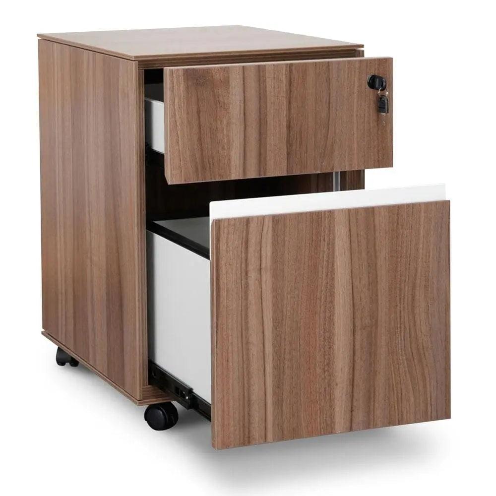 Calibre 2 Drawer Mobile Pedestal - Walnut - Storage CabinetOF294 4