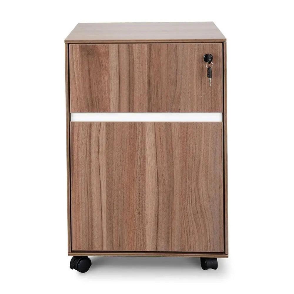 Calibre 2 Drawer Mobile Pedestal - Walnut - Storage CabinetOF294 3