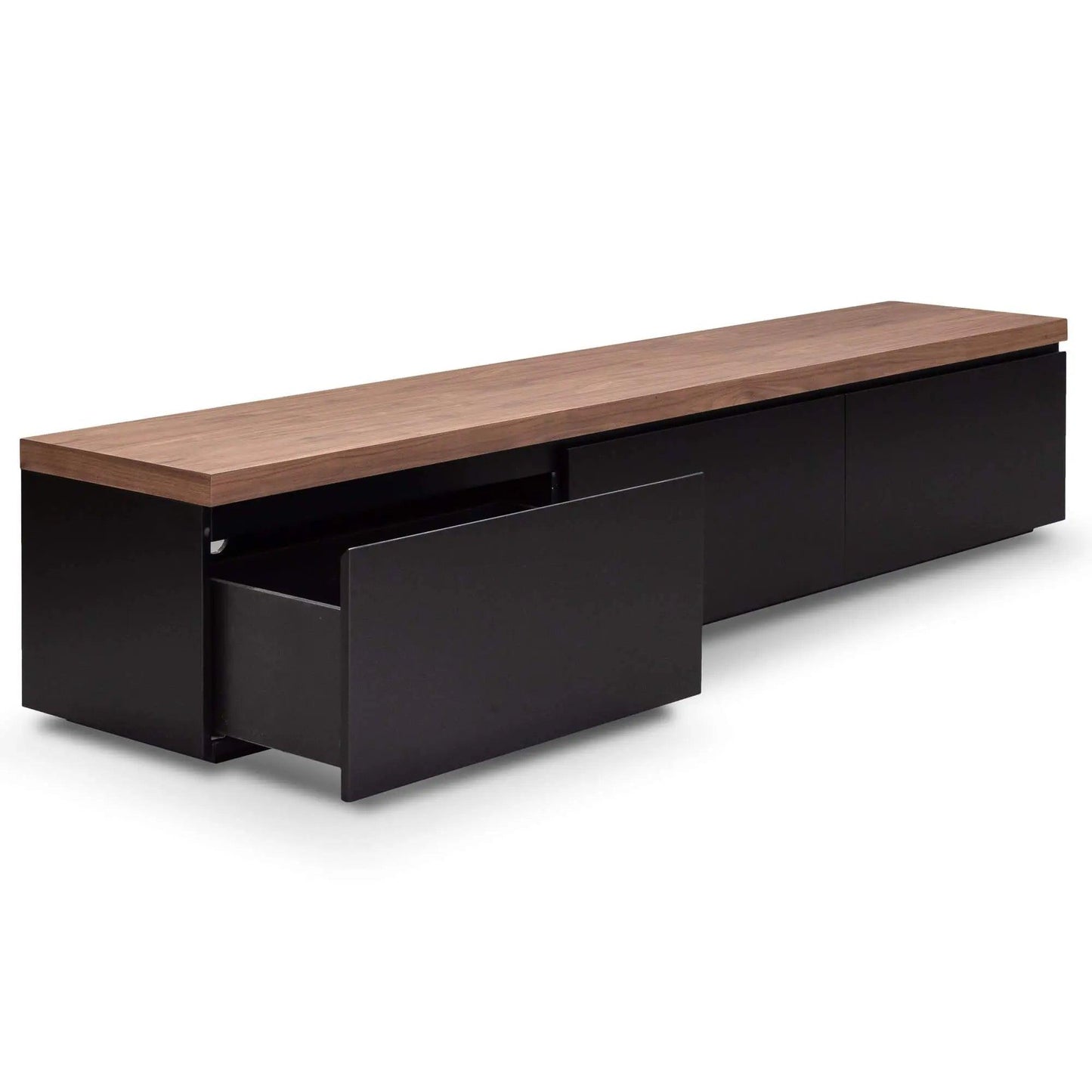 Calibre 2.4m Black TV Entertainment Unit - Walnut Top - Entertainment UnitsTV6090-CN 5