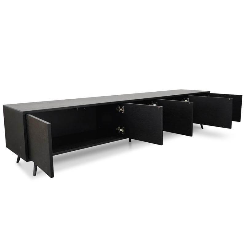 Calibre 2.4m Entertainment TV Unit - Black Oak TV108-BB-Entertainment Units-Calibre-Prime Furniture