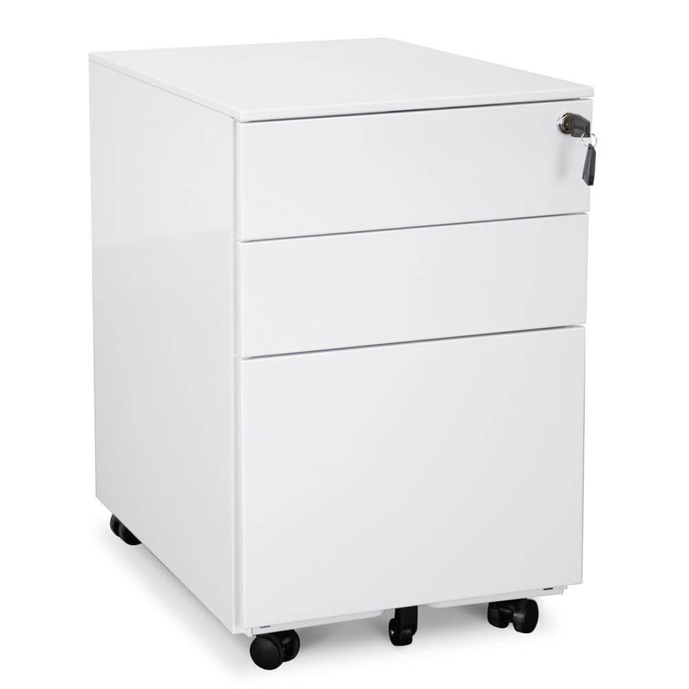 Calibre 3 Drawers Mobile Pedestal - White OF2170-SN-Storage Cabinet-Calibre-Prime Furniture