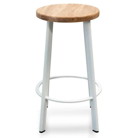 Calibre 65cm Bar Stool - Natural Timber Seat - White Frame BS2468-NH - StoolsBS2468-NH 1