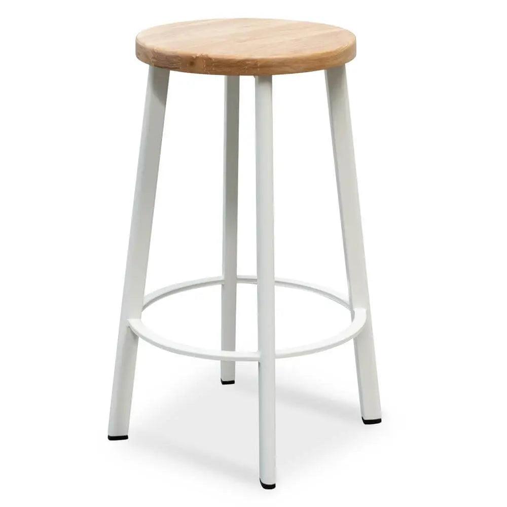 Calibre 65cm Bar Stool - Natural Timber Seat - White Frame BS2468-NH - StoolsBS2468-NH 2