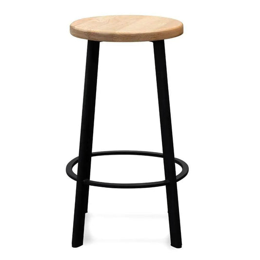 Calibre 65cm Bar Stool -With Natural Timber Seat - Black Frame BS2467-NH - StoolsBS2467-NH 1